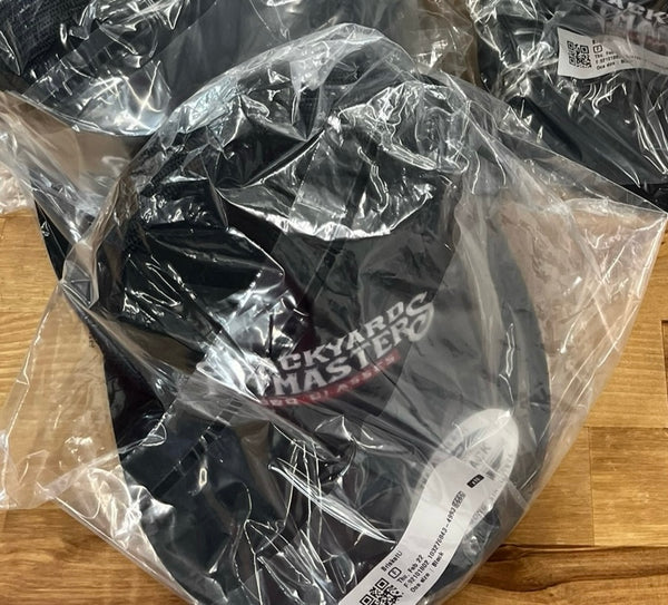 Hat- Black on Black Mesh Embroidered Logo Snapback